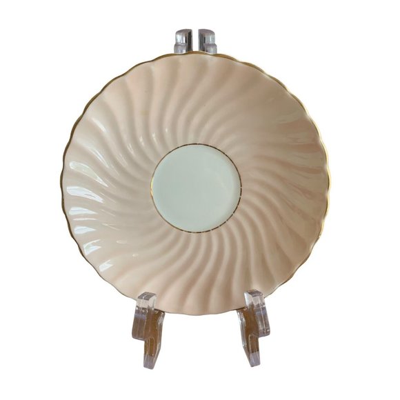 AYNSLEY ENGLAND PASTEL LIGHT PINK SWIRL TEA CUP SAUCER SET FLORAL GOLD RIM #1 Gd - Picture 4 of 13